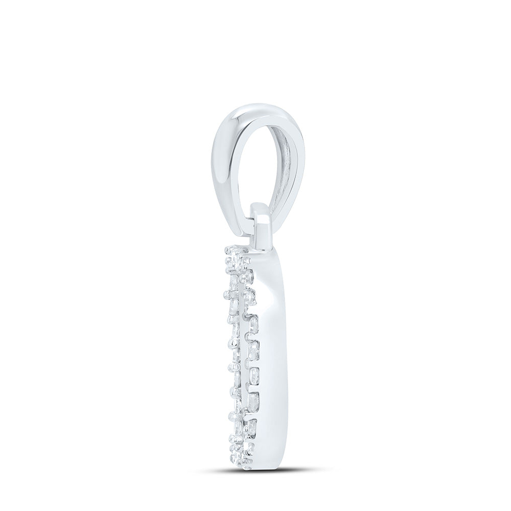10kt White Gold Womens Round Diamond D Initial Letter Pendant 1/10 Cttw