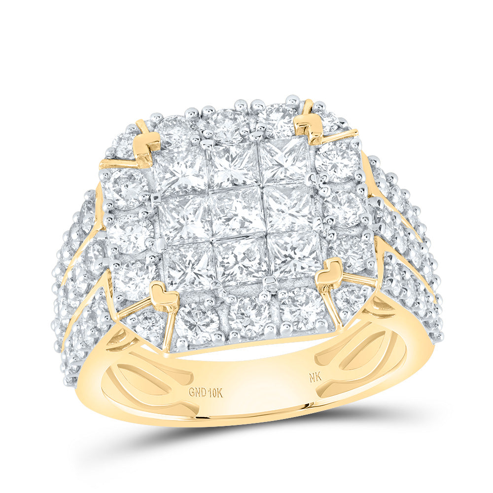 10kt Yellow Gold Womens Princess Diamond Square Ring 3 Cttw