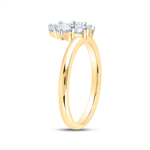 14kt Yellow Gold Womens Round Diamond Wrap Enhancer Wedding Band 1/2 Cttw