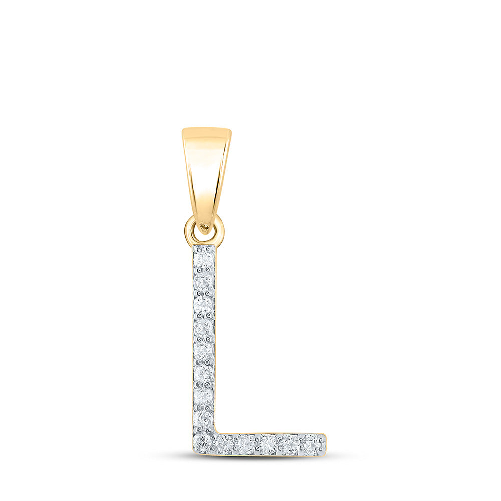 14kt Yellow Gold Womens Round Diamond L Initial Letter Pendant 1/8 Cttw