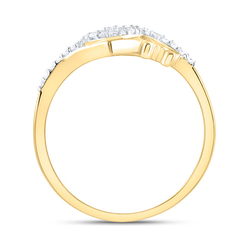 10kt Yellow Gold Womens Round Diamond Heart Mom Ring 1/8 Cttw