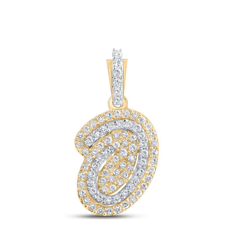 10kt Yellow Gold Womens Round Diamond O Initial Letter Pendant 1/5 Cttw