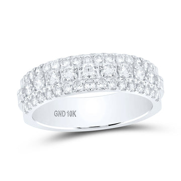 10kt White Gold Womens Round Diamond Machine Set Band Ring 1 Cttw