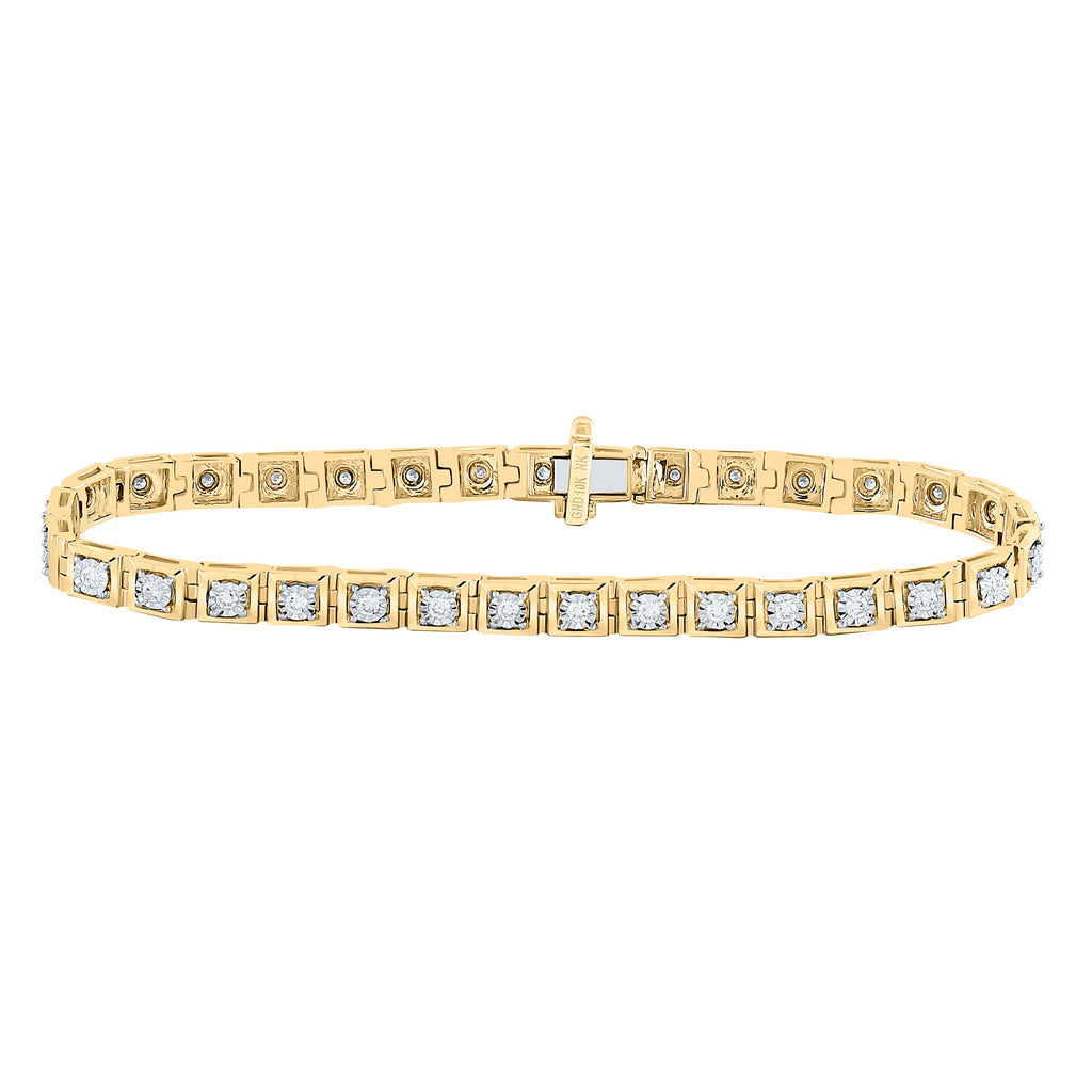 10kt Yellow Gold Womens Round Diamond Fashion Tennis Bracelet 3/4 Cttw