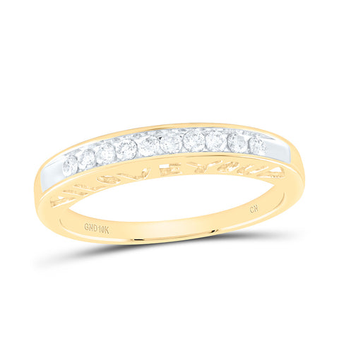 10kt Yellow Gold Womens Round Diamond I Love You Band 1/5 Cttw