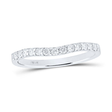 10kt White Gold Womens Round Diamond Curved Band Ring 1/4 Cttw