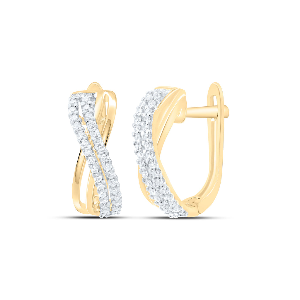 10kt Yellow Gold Womens Round Diamond Hoop Earrings 1/5 Cttw