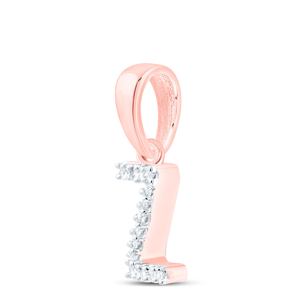10kt Rose Gold Womens Round Diamond Z Initial Letter Pendant .03 Cttw