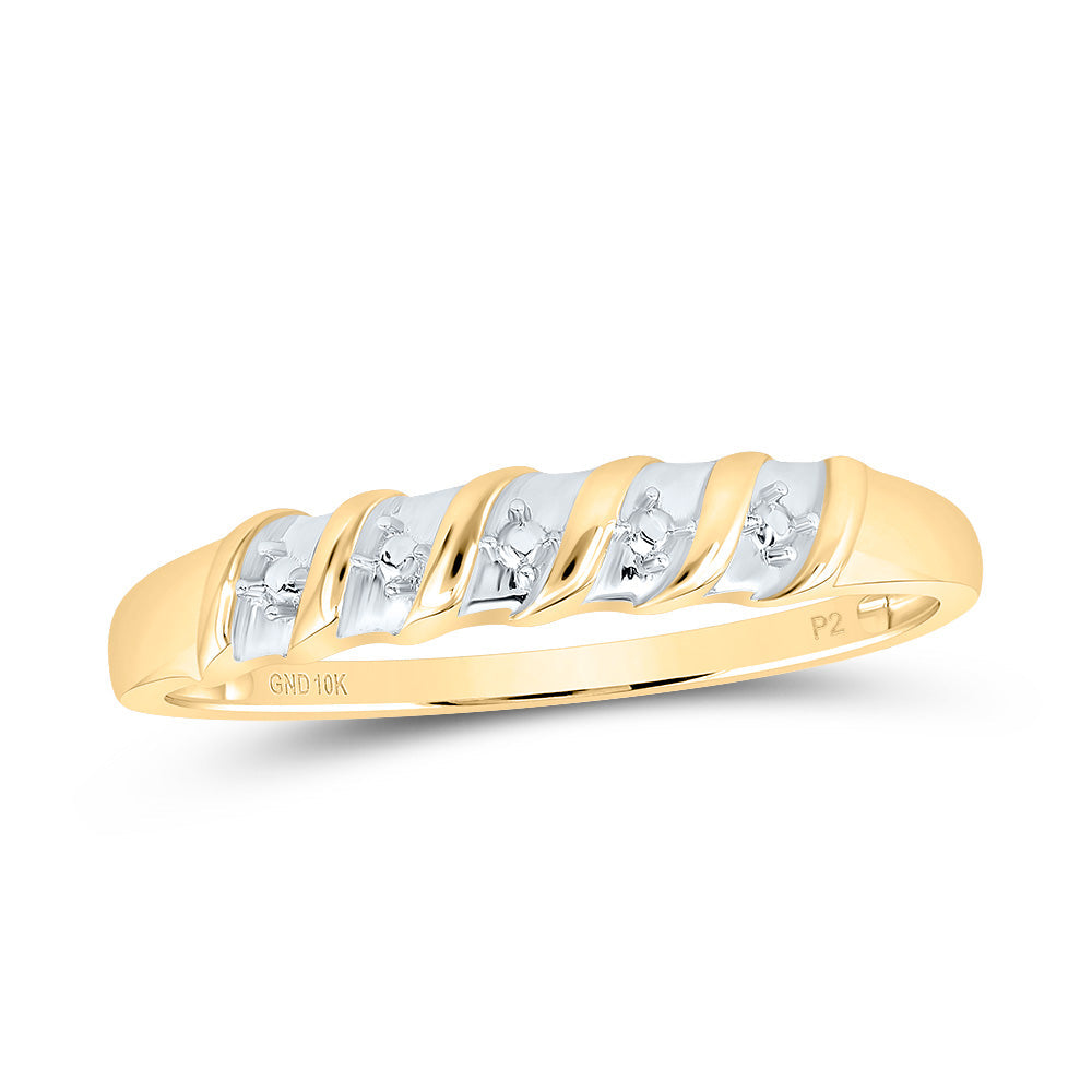 10kt Yellow Gold His Hers Round Diamond Solitaire Matching Wedding Set 1/8 Cttw