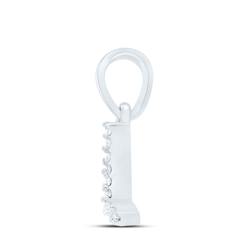 10kt White Gold Womens Round Diamond L Initial Letter Pendant .02 Cttw