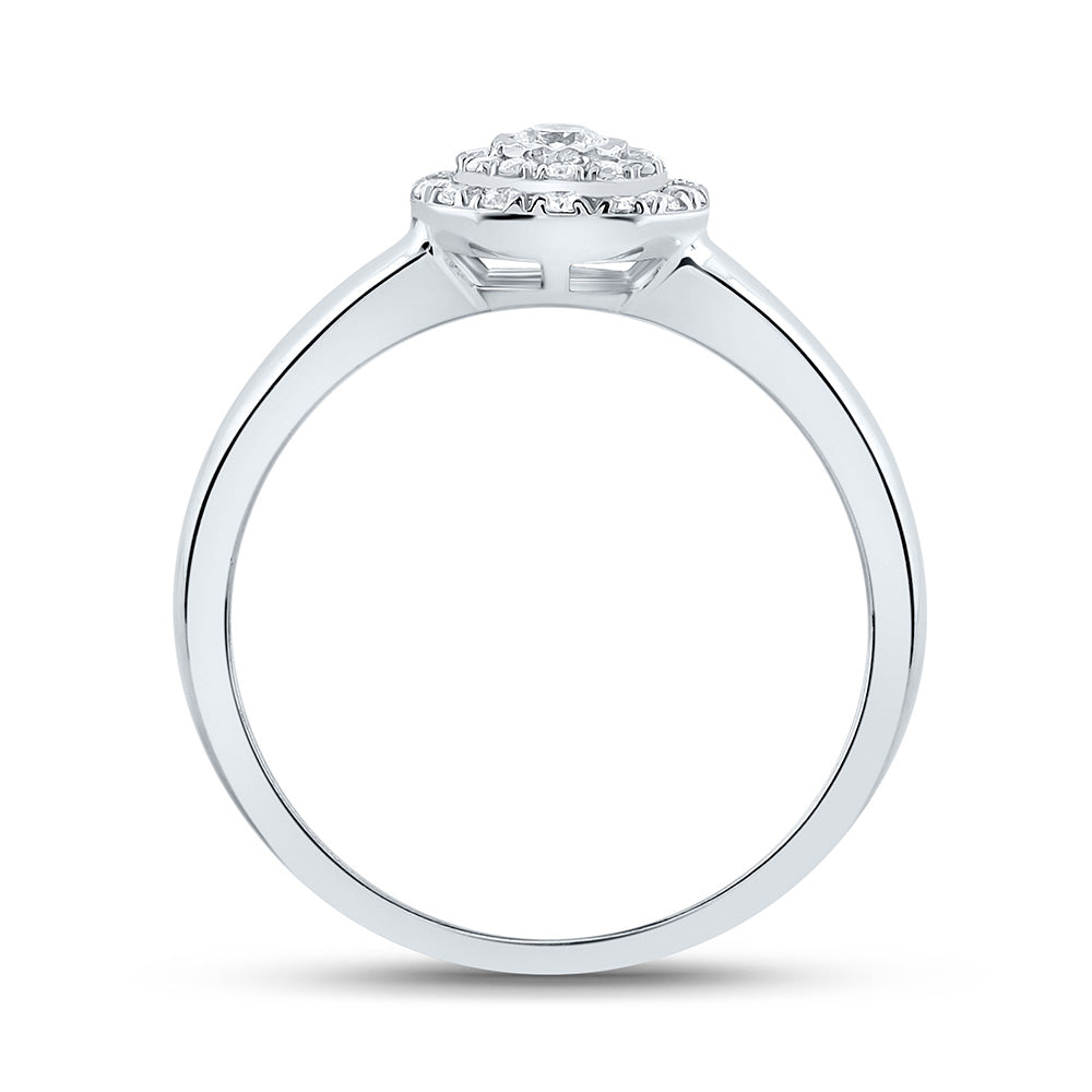 10kt White Gold Womens Round Diamond Cluster Ring 1/4 Cttw