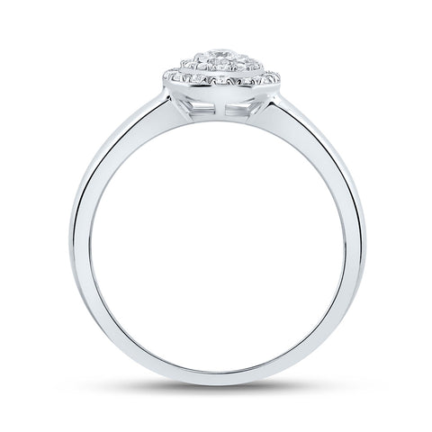 10kt White Gold Womens Round Diamond Cluster Ring 1/4 Cttw