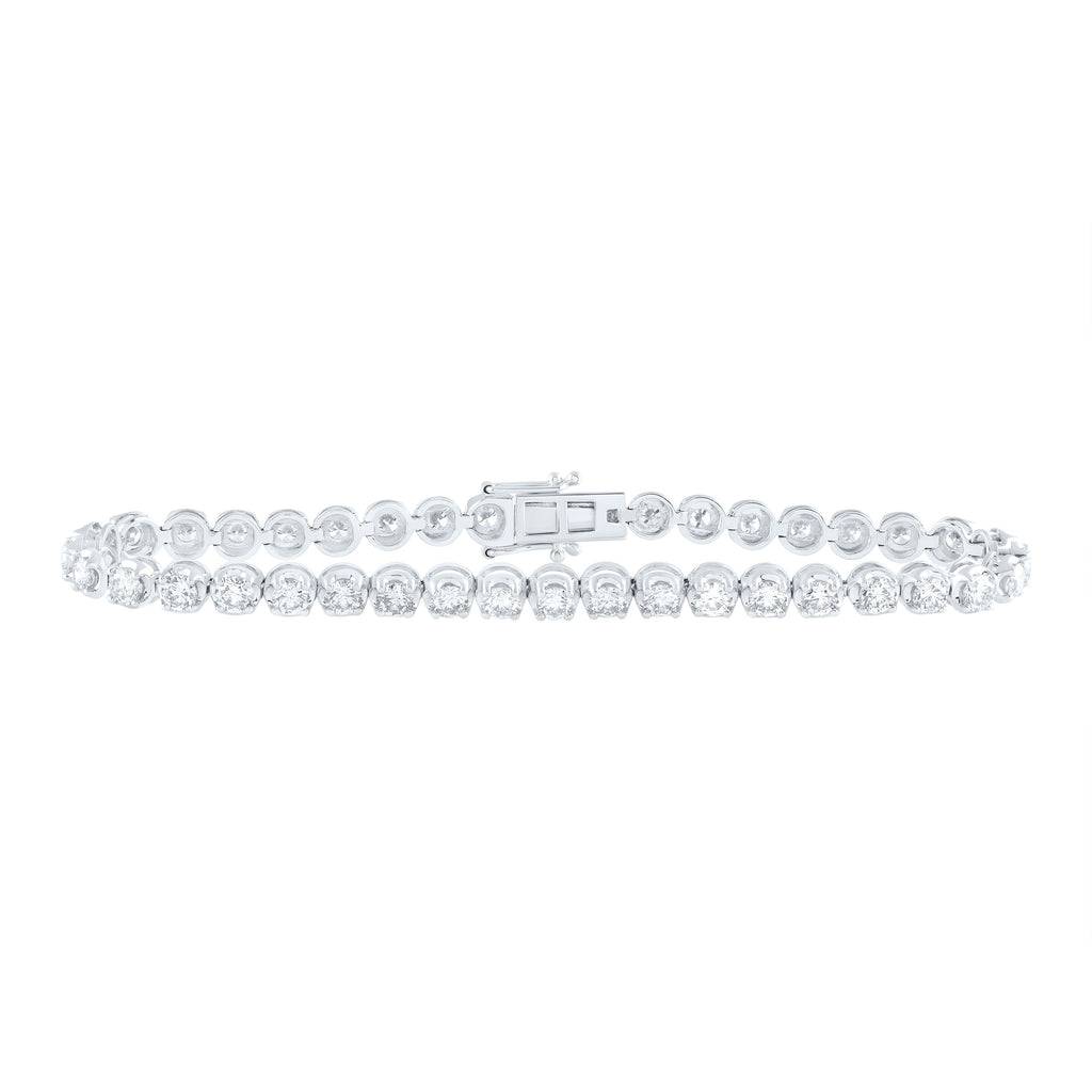 14kt White Gold Womens Round Diamond Studded Tennis Bracelet 5 Cttw