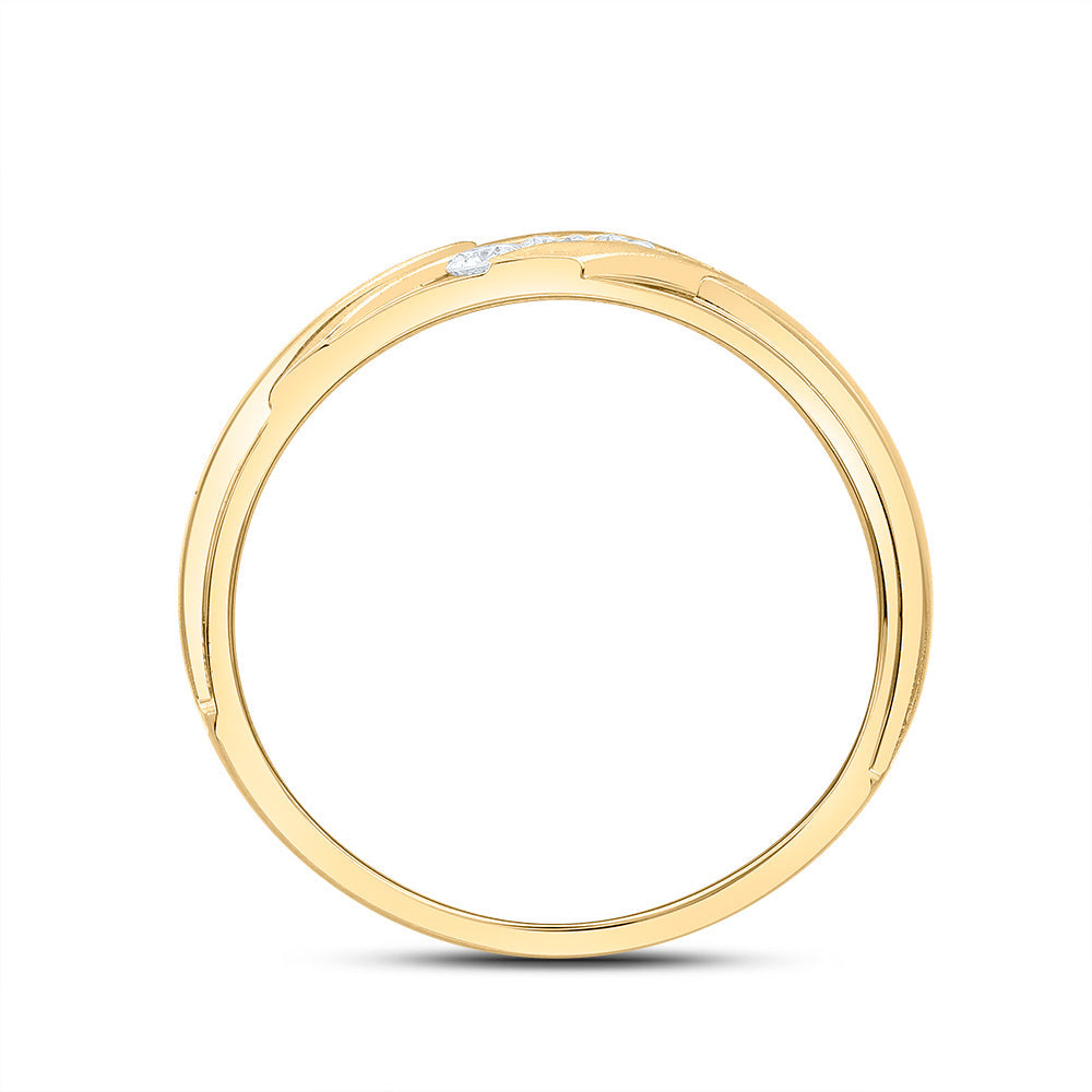 14kt Yellow Gold Mens Round Channel-set Diamond Wedding Anniversary Band Ring 1/4 Cttw