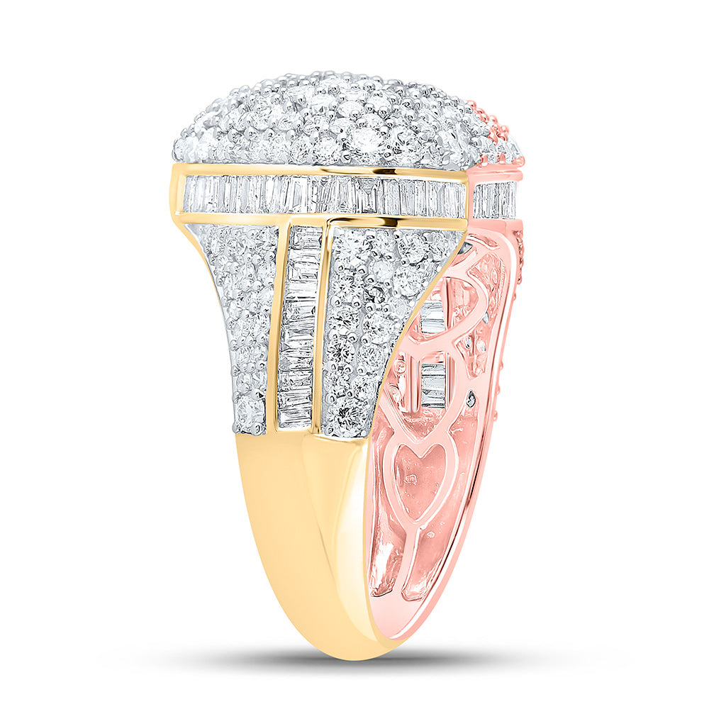 14kt Tri-Tone Gold Mens Round Diamond Broken Heart Ring 4-1/4 Cttw