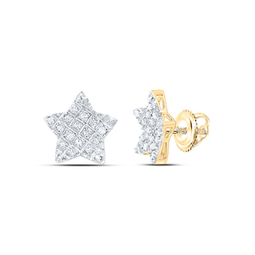 10kt Yellow Gold Round Diamond Star Earrings 1/10 Cttw