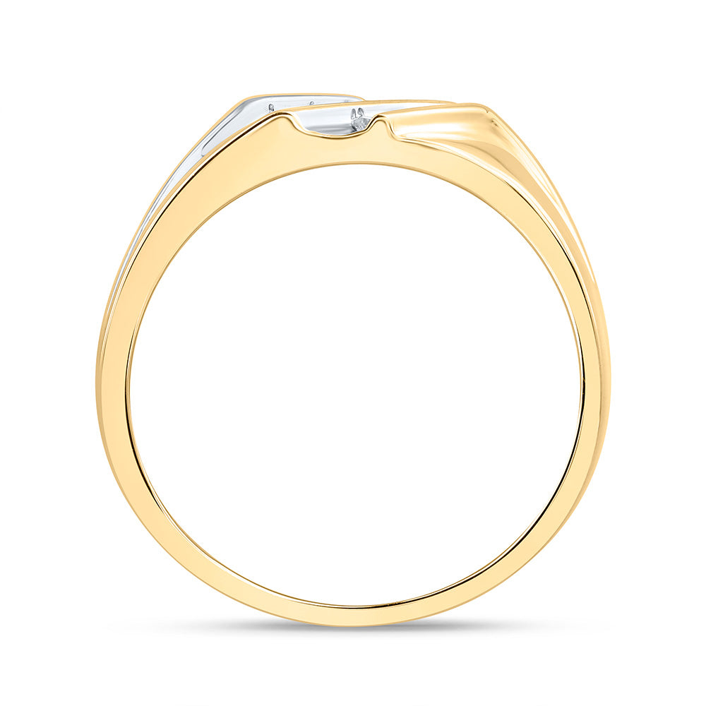 10kt Two-tone Gold Mens Round Diamond Wedding Band Ring 1/8 Cttw