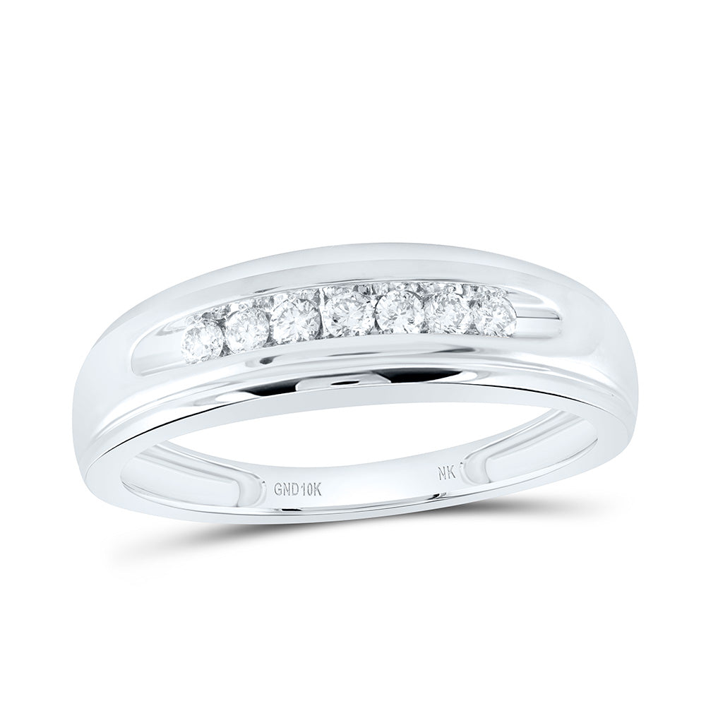 10kt White Gold Mens Round Diamond Wedding Band Ring 1/4 Cttw