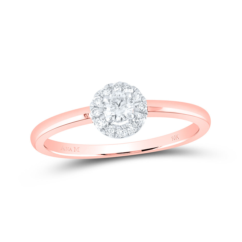 10kt Rose Gold Womens Round Diamond Solitaire Stackable Band Ring 1/5 Cttw