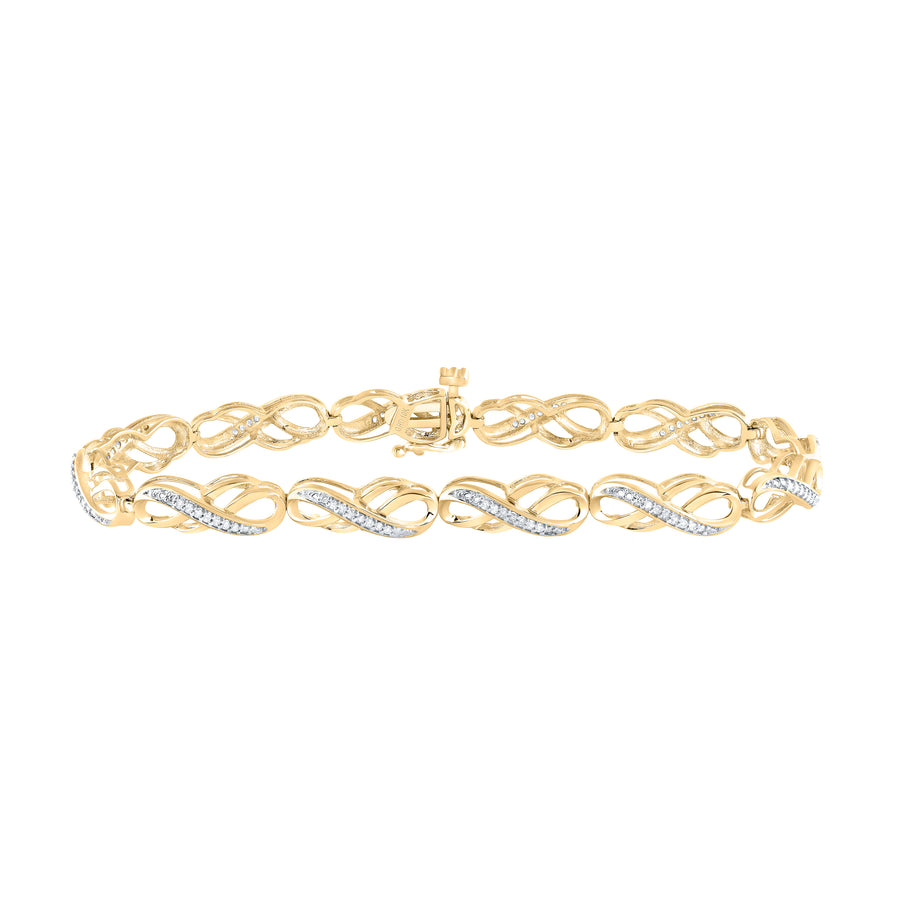 10kt Yellow Gold Womens Round Diamond Infinity Bracelet 1/4 Cttw