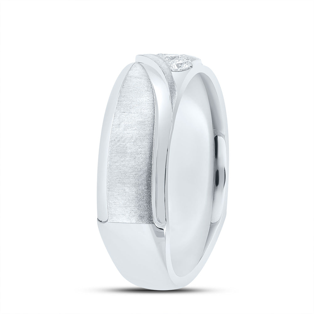 14kt White Gold Mens Round Channel-set Diamond Wedding Anniversary Band Ring 1/4 Cttw