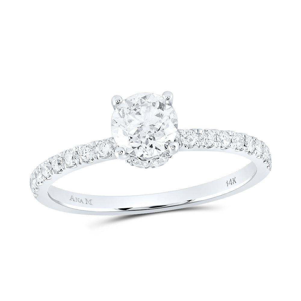 14kt White Gold Round Diamond Solitaire Bridal Wedding Engagement Ring 1 Cttw