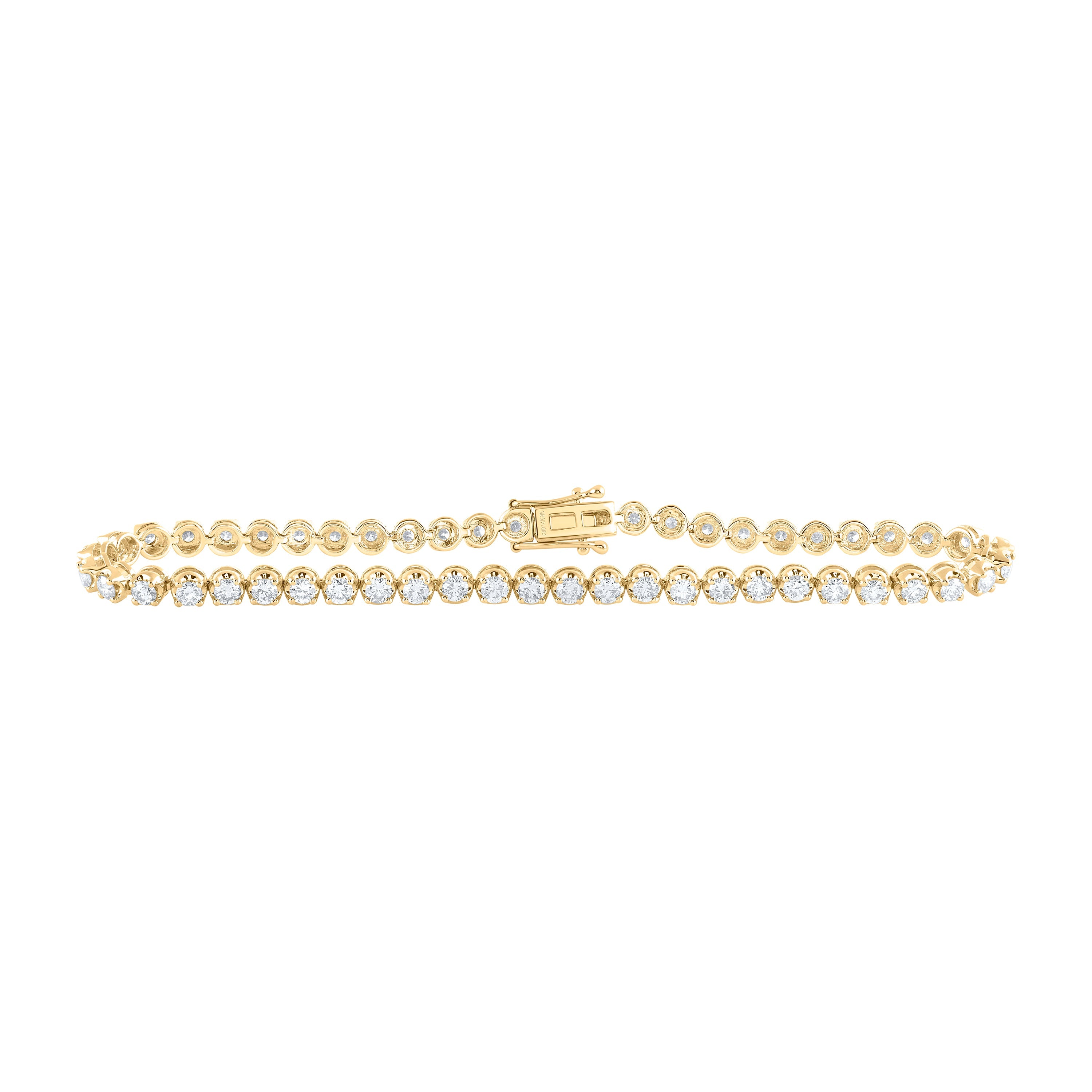 14kt Yellow Gold Womens Round Diamond Classic Tennis Bracelet 4 Cttw