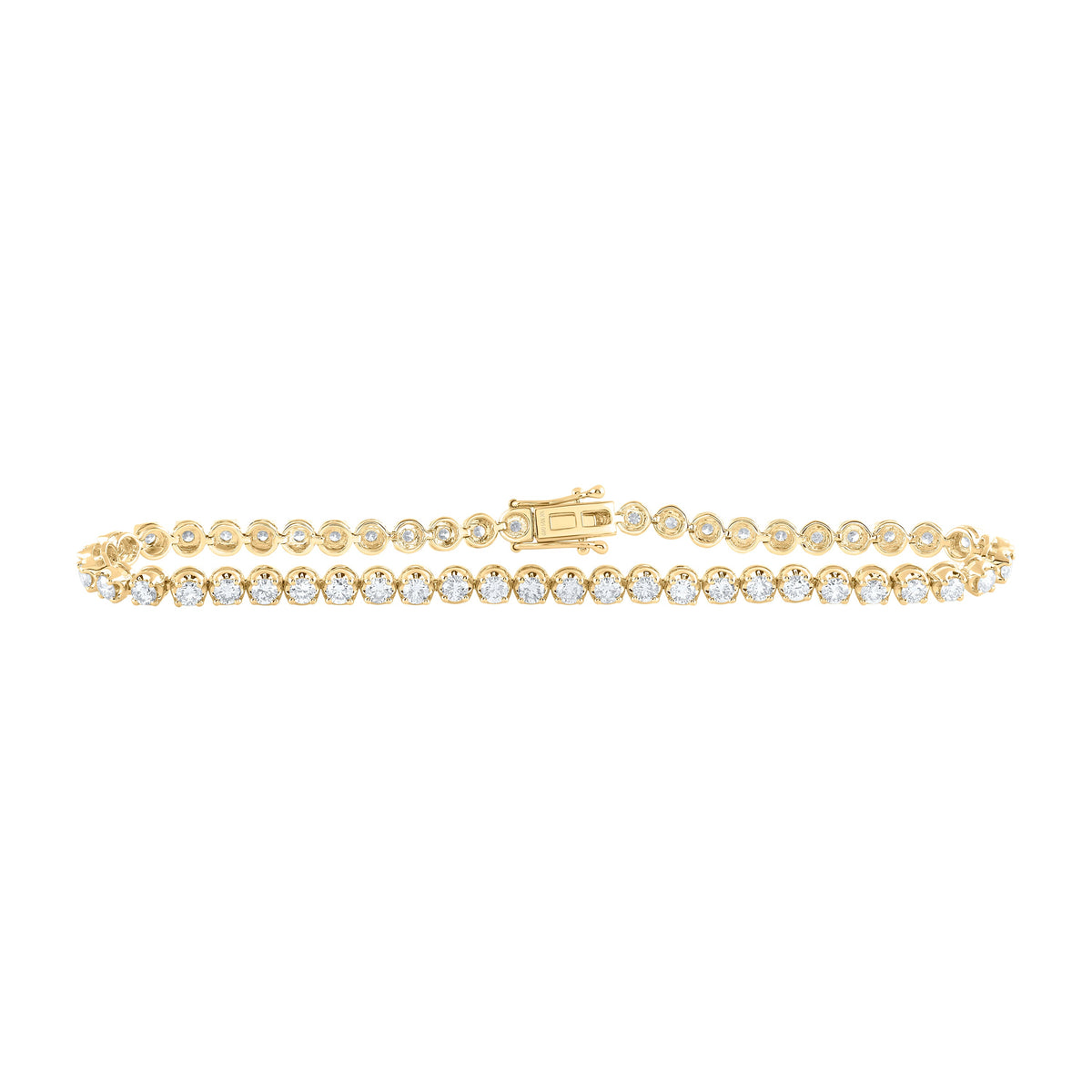 14kt Yellow Gold Womens Round Diamond Classic Tennis Bracelet 4 Cttw