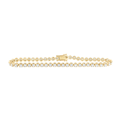 14kt Yellow Gold Womens Round Diamond Classic Tennis Bracelet 4 Cttw