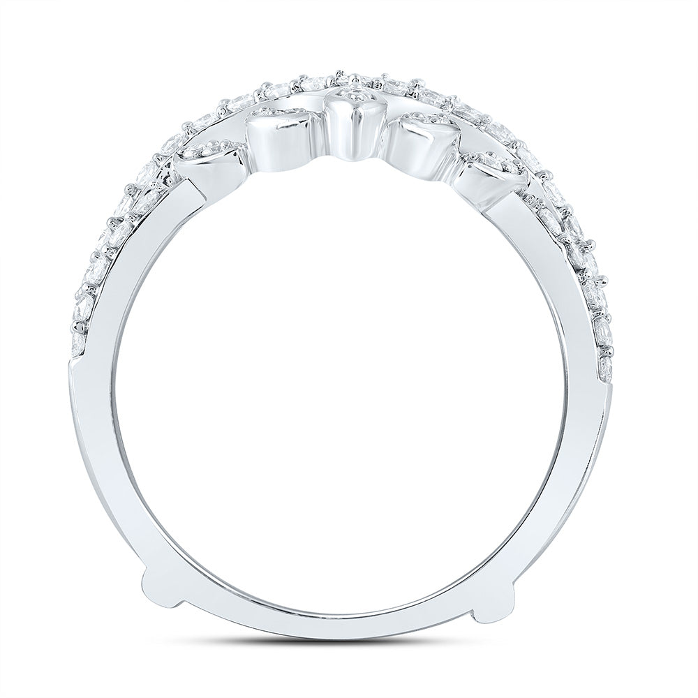 14kt White Gold Womens Round Diamond Wrap Enhancer Wedding Band 1 Cttw