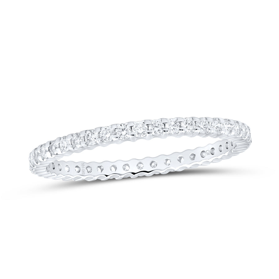 14kt White Gold Womens Round Pave-set Diamond Eternity Wedding Anniversary Band 1/2 Cttw