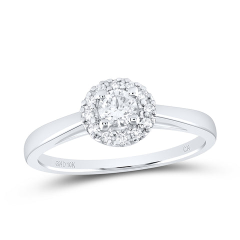 10kt White Gold Round Diamond Solitaire Halo Bridal Wedding Engagement Ring 1/3 Cttw