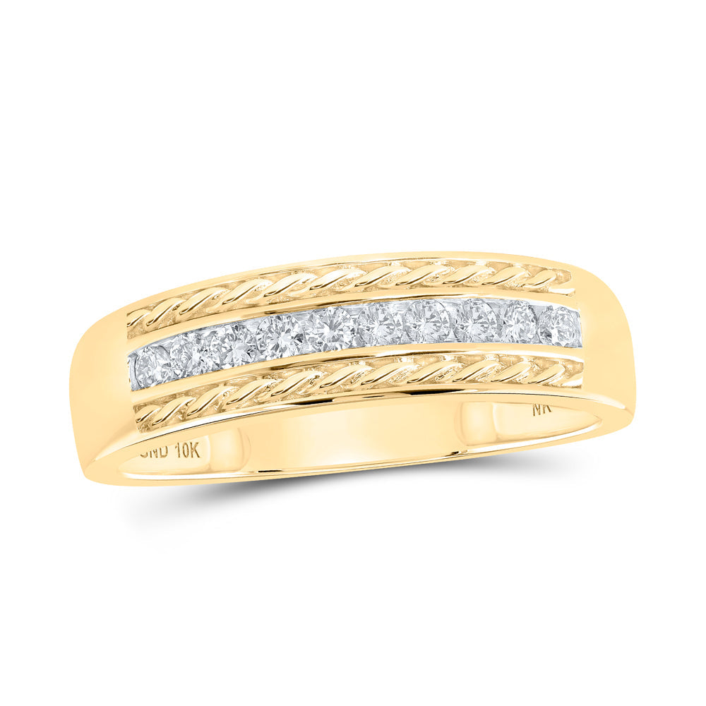 10kt Yellow Gold His Hers Round Diamond Square Matching Wedding Set 3/4 Cttw