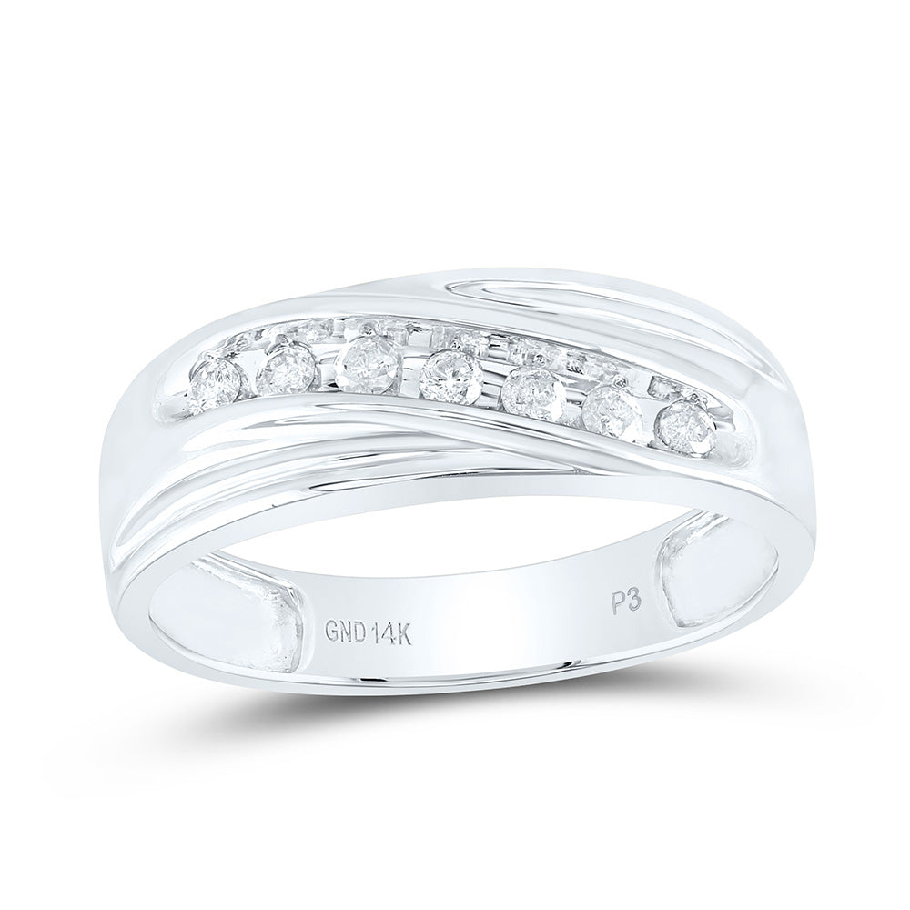14kt Yellow Gold Mens Round Diamond Wedding Band Ring 1/4 Cttw