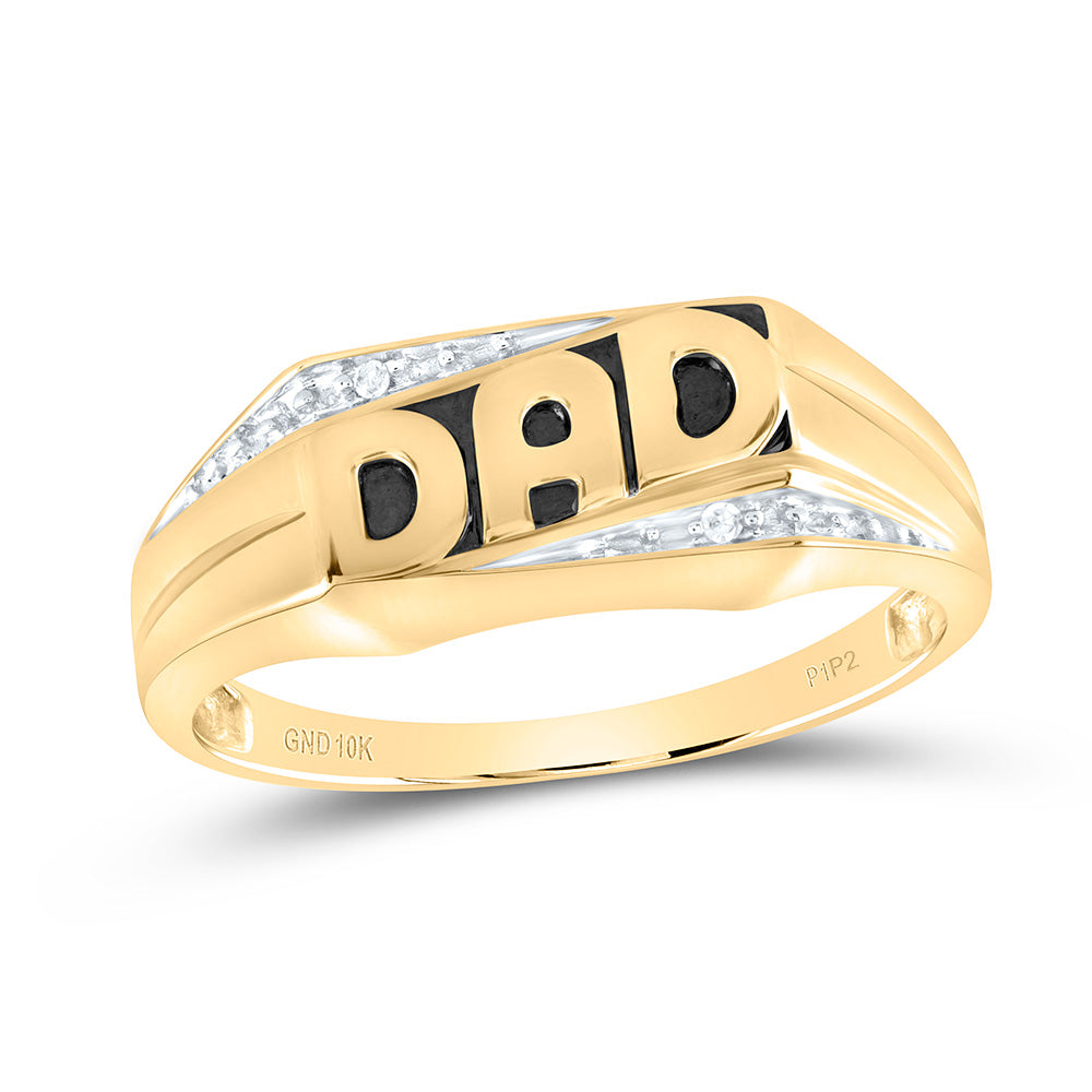10kt Yellow Gold Mens Round Diamond Dad Father Ring .01 Cttw