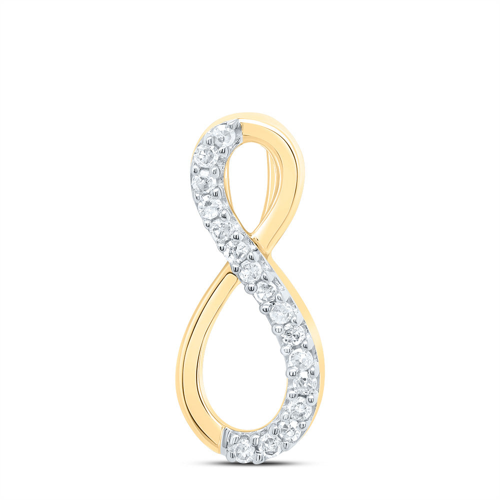 10kt Yellow Gold Womens Round Diamond Vertical Infinity Pendant 1/10 Cttw