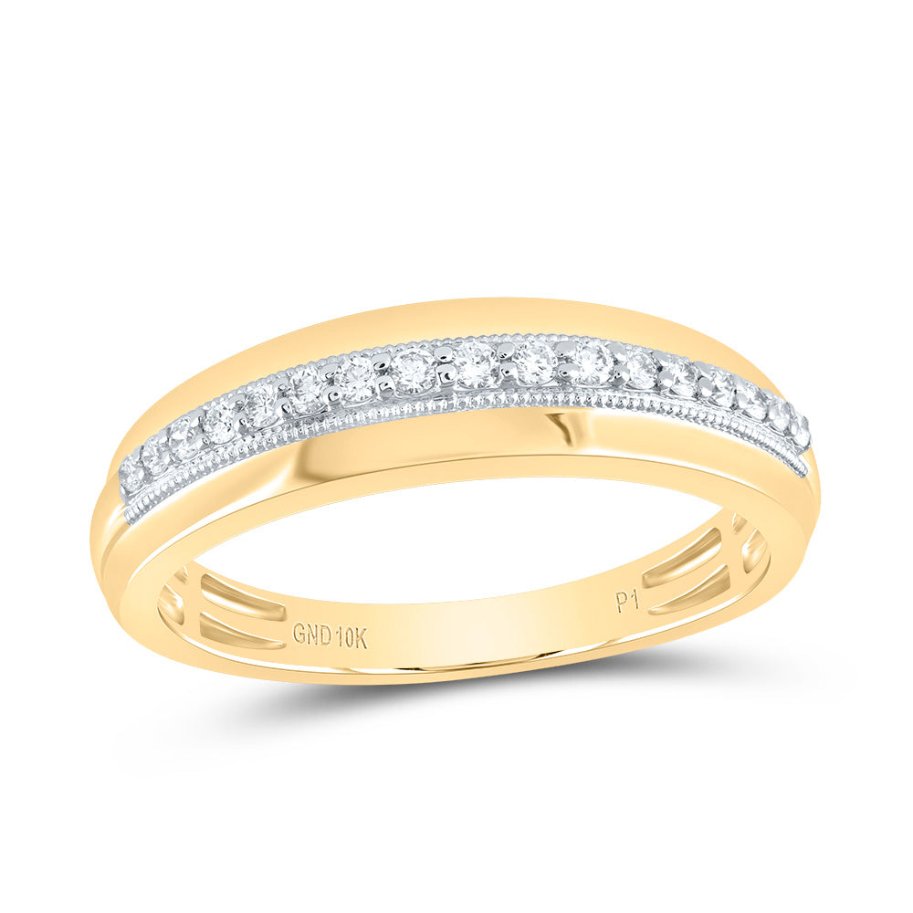 10kt Yellow Gold His Hers Round Diamond Square Matching Wedding Set 3/4 Cttw