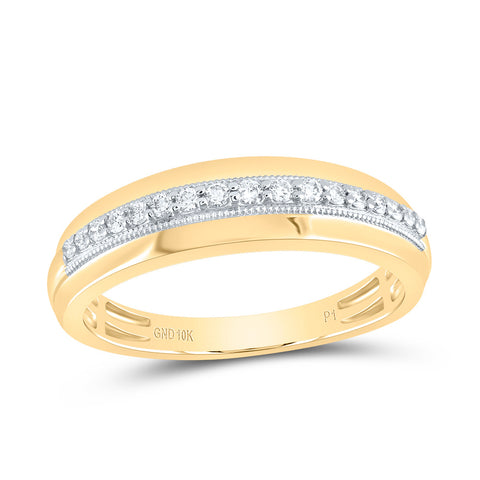 10kt Yellow Gold His Hers Round Diamond Square Matching Wedding Set 3/4 Cttw