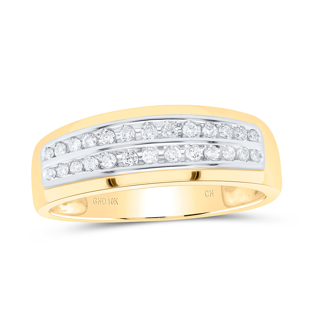10kt Yellow Gold His Hers Round Diamond Cluster Matching Wedding Set 3/4 Cttw