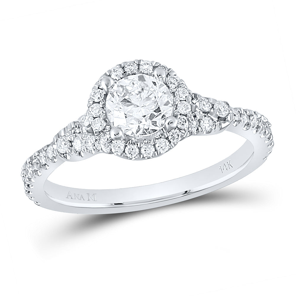 14kt White Gold Round Diamond Solitaire Bridal Wedding Engagement Ring 1 Cttw
