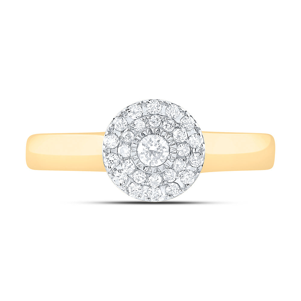 10kt Yellow Gold Womens Round Diamond Cluster Ring 1/4 Cttw
