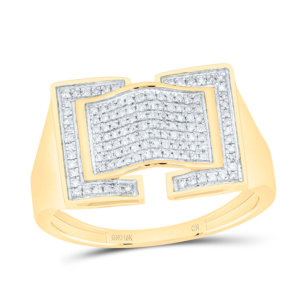 10kt Yellow Gold Mens Round Diamond Arched Fashion Ring 1/4 Cttw