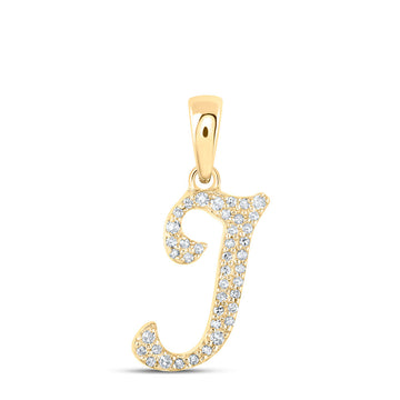 10kt Yellow Gold Womens Round Diamond J Initial Letter Pendant 1/8 Cttw