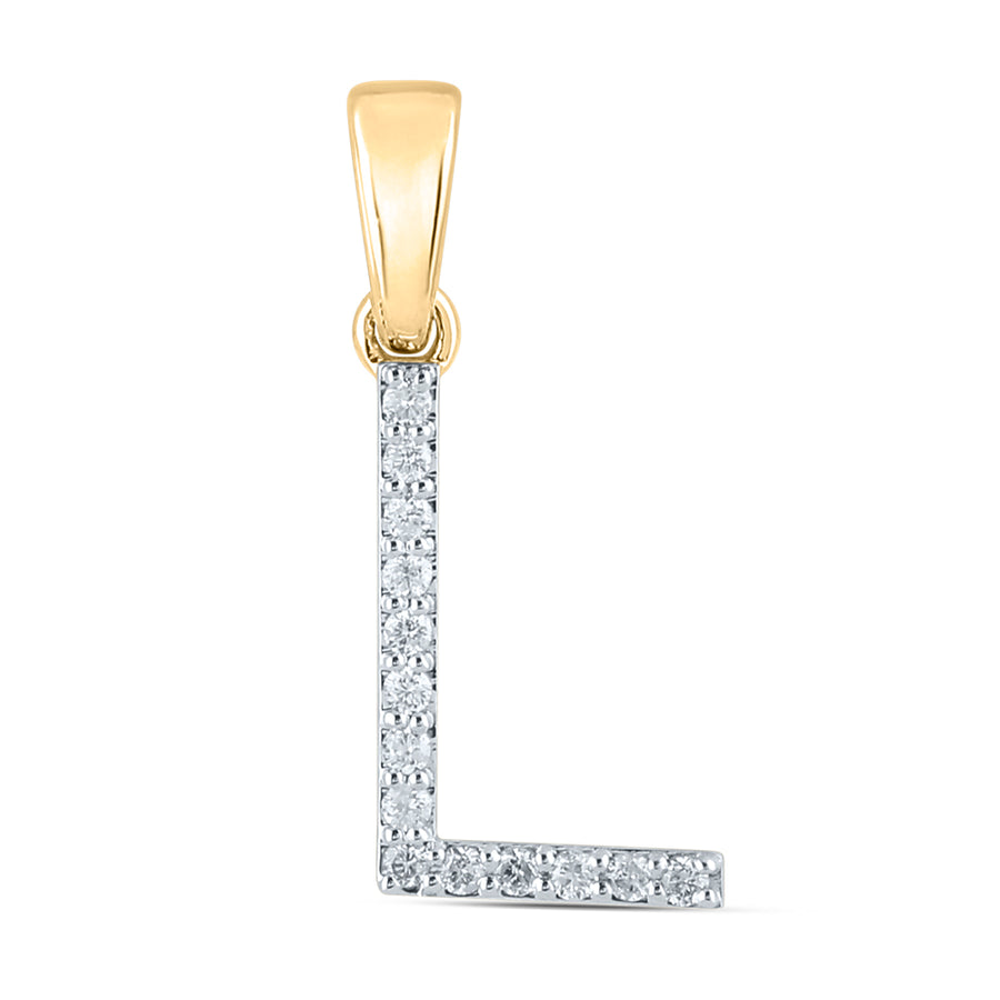 10kt Yellow Gold Womens Round Diamond L Initial Letter Pendant 1/8 Cttw