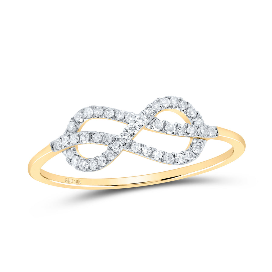 10kt Yellow Gold Womens Round Diamond Infinity Fashion Ring 1/6 Cttw