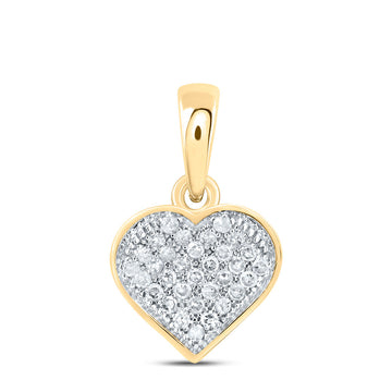 10kt Yellow Gold Womens Round Diamond Small Heart Pendant 1/10 Cttw