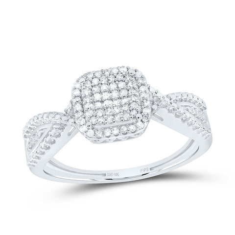 10kt White Gold Womens Round Diamond Square Cluster Ring 1/6 Cttw