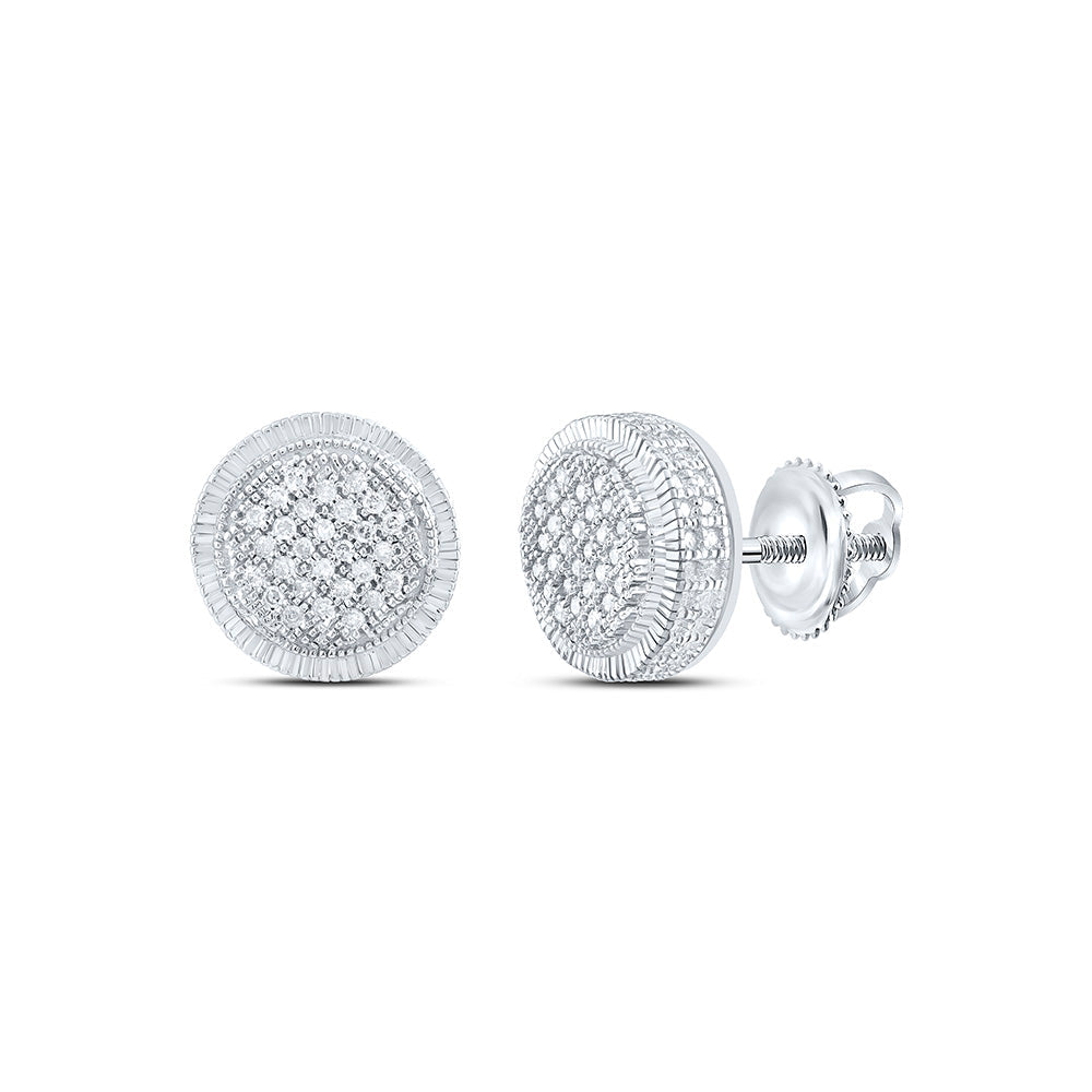 Sterling Silver Round Diamond Disk Circle Earrings 1/6 Cttw