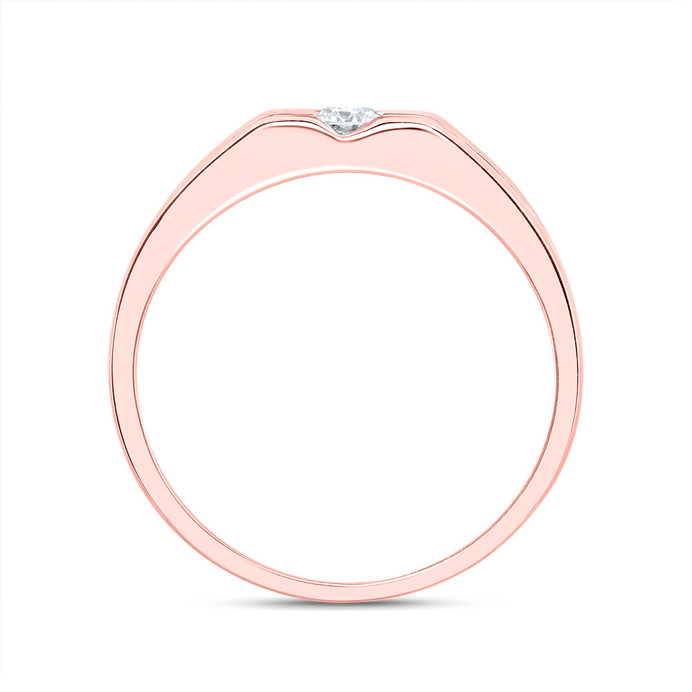 10kt Rose Gold Mens Round Diamond Solitaire Band Ring 1/2 Cttw