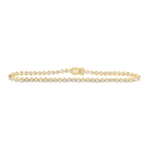 14kt Yellow Gold Womens Round Diamond Classic Tennis Bracelet 3 Cttw
